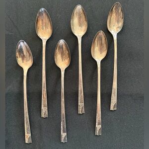 Oneida Nobility Caprice Iced Tea Spoons Silver Plate, 7.5" Long, Art Deco